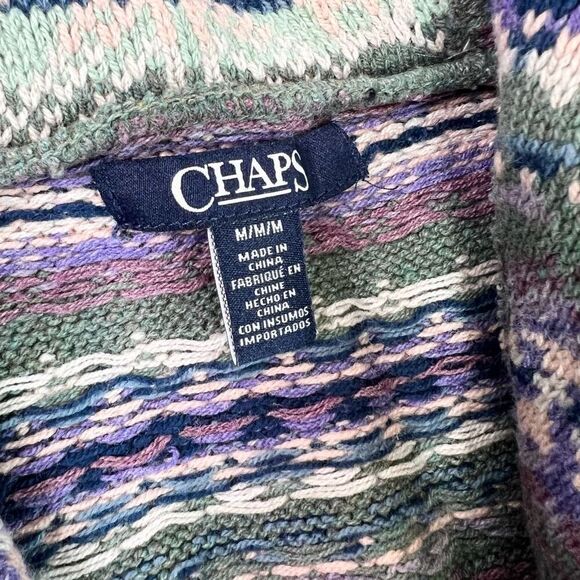 Chaps Sweater Vest Women Medium Button Up Fair Isle Grant Grandma Cozy Canincore - Picture 3 of 10